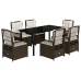 Set comedor de jardín 7 pzas con cojines ratán sintético marrón