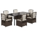 Set comedor de jardín 7 pzas con cojines ratán sintético marrón