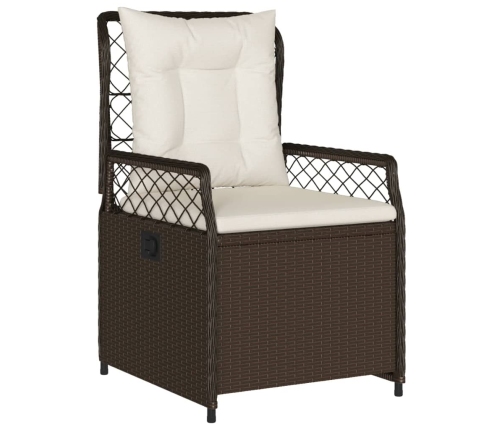 Set comedor de jardín 7 pzas con cojines ratán sintético marrón