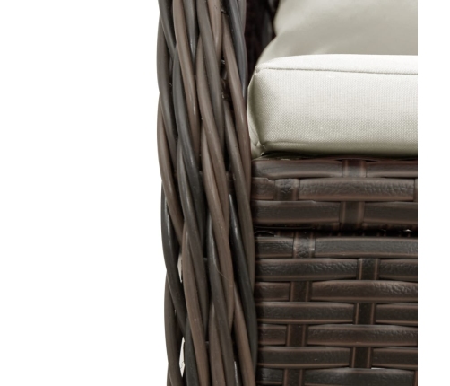 Set comedor de jardín 7 pzas con cojines ratán sintético marrón