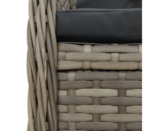 Set comedor de jardín 5 piezas con cojines ratán sintético gris