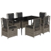 Set comedor jardín 7 pzas y cojines ratán sintético gris