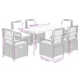 Set comedor jardín 7 pzas y cojines ratán sintético gris