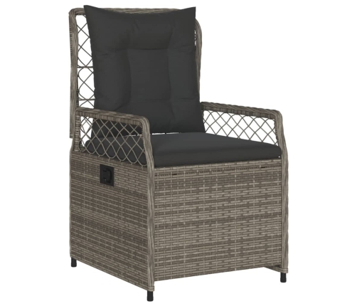 Set comedor de jardín 5 piezas con cojines ratán sintético gris