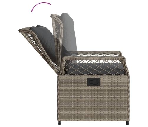 Set comedor de jardín 5 piezas con cojines ratán sintético gris