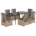 Set comedor de jardín 7 pzas con cojines ratán sintético beige