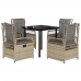 Set comedor de jardín 5 pzas con cojines ratán sintético beige