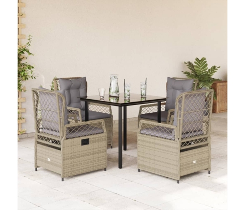 Set comedor de jardín 5 pzas con cojines ratán sintético beige
