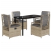 Set comedor de jardín 5 pzas con cojines ratán sintético beige