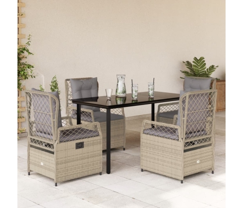 Set comedor de jardín 5 pzas con cojines ratán sintético beige