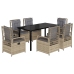 Set comedor de jardín 7 pzas con cojines ratán sintético beige