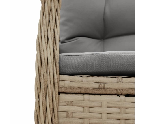 Set comedor de jardín 7 pzas con cojines ratán sintético beige