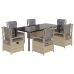 Set comedor de jardín 7 pzas con cojines ratán sintético beige