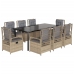 Set comedor de jardín 9 pzas con cojines ratán sintético beige