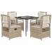 Set comedor de jardín 5 pzas con cojines ratán sintético beige