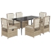 Set comedor de jardín 7 pzas con cojines ratán sintético beige