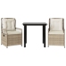 Set comedor de jardín 3 pzas con cojines ratán sintético beige