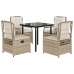 Set comedor de jardín 5 pzas con cojines ratán sintético beige