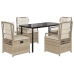 Set comedor de jardín 5 pzas con cojines ratán sintético beige