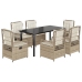 Set comedor de jardín 7 pzas con cojines ratán sintético beige