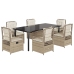 Set comedor de jardín 7 pzas con cojines ratán sintético beige