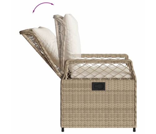 Set comedor de jardín 9 pzas con cojines ratán sintético beige