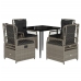 Set comedor de jardín 5 pzas cojines ratán sintético gris claro