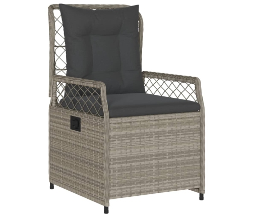 Set comedor de jardín 3 pzas cojines ratán sintético gris claro