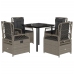 Set comedor de jardín 5 pzas cojines ratán sintético gris claro