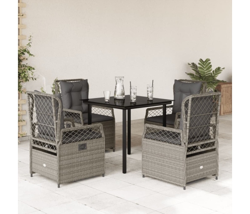 Set comedor de jardín 5 pzas cojines ratán sintético gris claro
