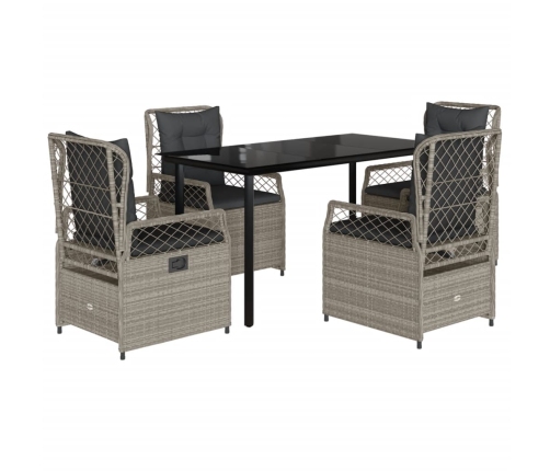 Set comedor de jardín 5 pzas cojines ratán sintético gris claro