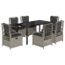 Set comedor jardín 7 pzas y cojines ratán sintético gris claro
