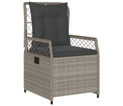 Set comedor jardín 7 pzas y cojines ratán sintético gris claro