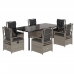 Set comedor jardín 7 pzas y cojines ratán sintético gris claro