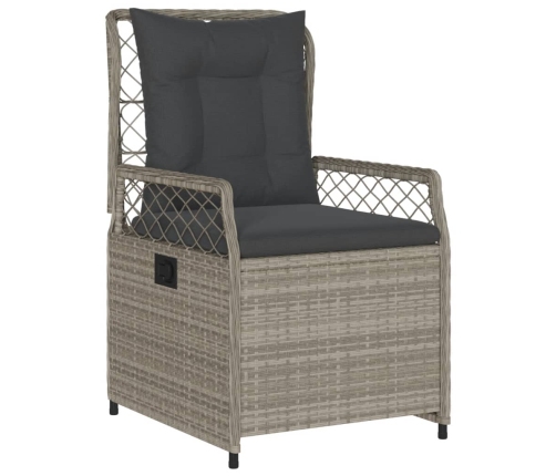 Set comedor jardín 7 pzas y cojines ratán sintético gris claro