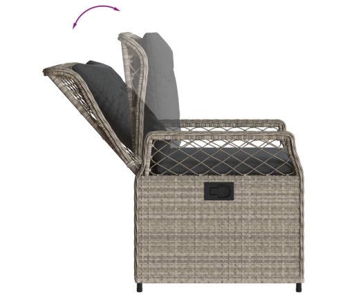 Set comedor jardín 7 pzas y cojines ratán sintético gris claro