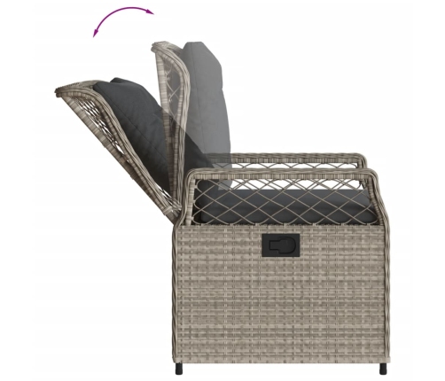 Set comedor de jardín 9 pzas cojines ratán sintético gris claro
