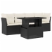 Set de muebles de jardín 5 pzas y cojines ratán sintético negro