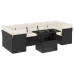 Set de sofás de jardín 8 piezas y cojines ratán sintético negro