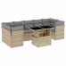 Set de sofás de jardín y cojines 8 piezas ratán sintético beige