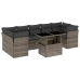 Set de sofás de jardín y cojines 8 piezas ratán sintético gris