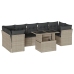 Set de sofás de jardín 8 pzas y cojines ratán sintético gris