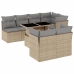 Set de sofás de jardín y cojines 8 piezas ratán sintético beige
