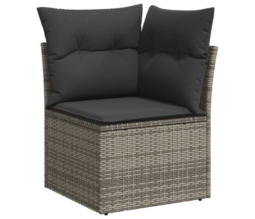 Set de sofás de jardín y cojines 8 piezas ratán sintético gris