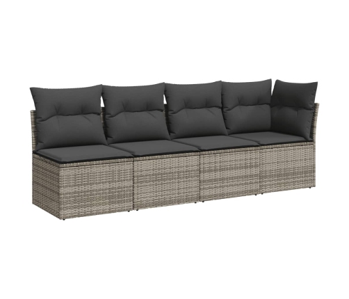 Set de sofás de jardín y cojines 8 piezas ratán sintético gris