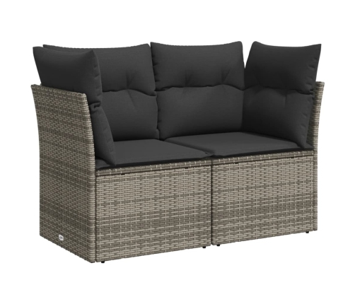 Set de sofás de jardín y cojines 8 piezas ratán sintético gris