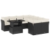 Set de sofás de jardín 8 piezas y cojines ratán sintético negro