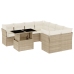 Set de sofás de jardín 9 pzas con cojines ratán sintético beige