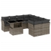 Set de muebles de jardín 9 pzas y cojines ratán sintético gris
