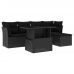 Set de sofás de jardín 6 piezas y cojines ratán sintético negro